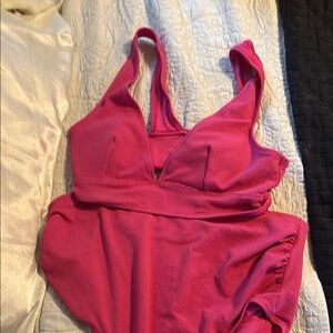 Women's MATERNITY High Waisted Triangle Bikini -Hot Pink